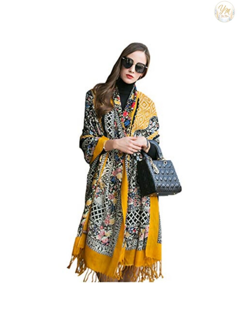 100% Merino Wool Oversized Pashmina Shawl Wrap Women Travel Blanket